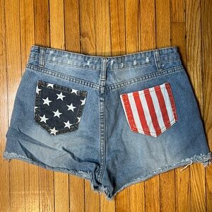 American Flag Denim Shorts